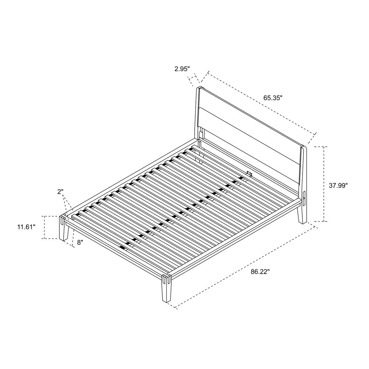 Luna Tool-Free Queen Bed - Buff
